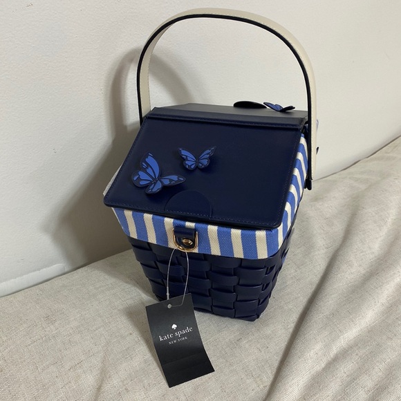 Kate Spade Flutter Fly (Butterfly) Picnic Basket Crossbody in Blue - Picture 2 of 16